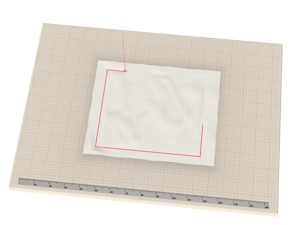Panels of cotton percale cut to size on the cutting table.